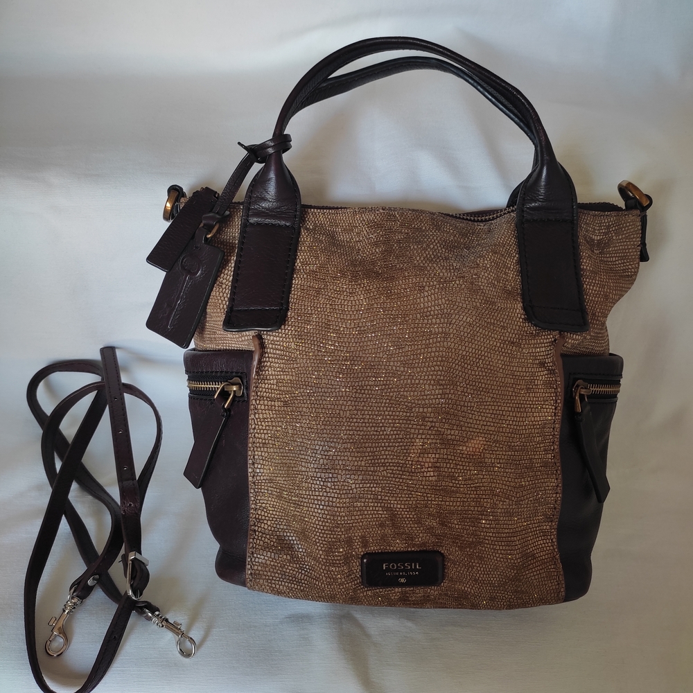 Fossil Emmerson Brown and Tan Women's Bag